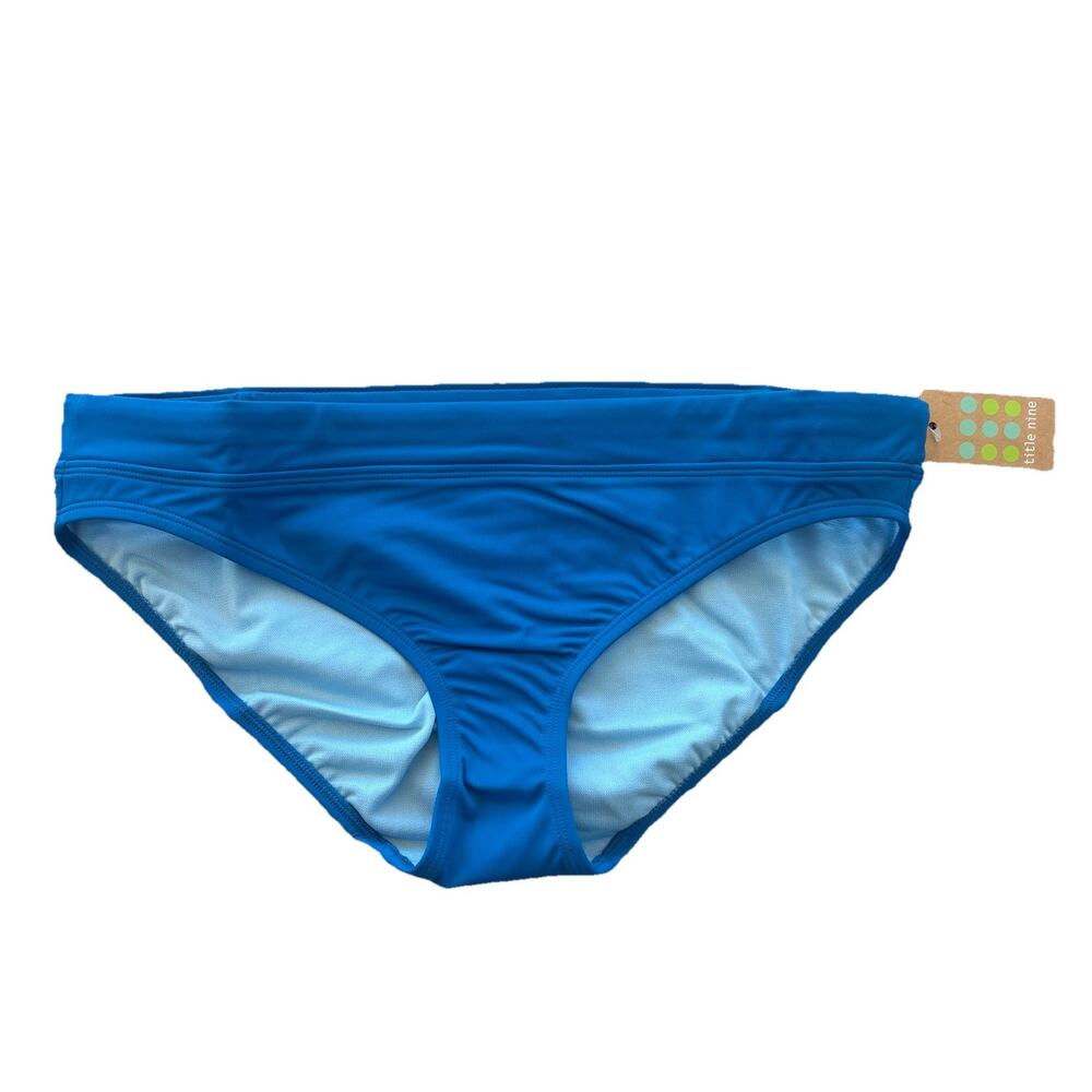 Title Nine NWT Deep Blue Ocean Full Coverage Bikini Bottoms Women’s Size Large